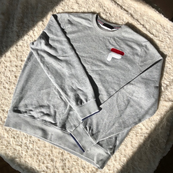 Grey Fila F Logo Crewneck Sweatshirt - Picture 1 of 5